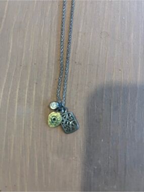 Silpada tiny brass cz sterling silver handmade necklace. Great retired 925
